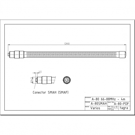A-80SMAH - OMNI MOBILE ANTENNA SMA VHF 66⁠-⁠88 MHz - 