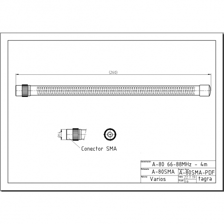 A-80SMA - OMNI MOBILE ANTENNA SMA VHF 66⁠-⁠88 MHz - 