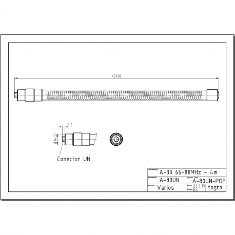 A-80UN - OMNI MOBILE ANTENNA UNF VHF 66⁠-⁠88 MHz - 