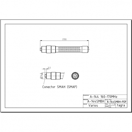 A-144SMBH - OMNI MOBILE FEMALE SMA VHF 160⁠-⁠170 MHz - 