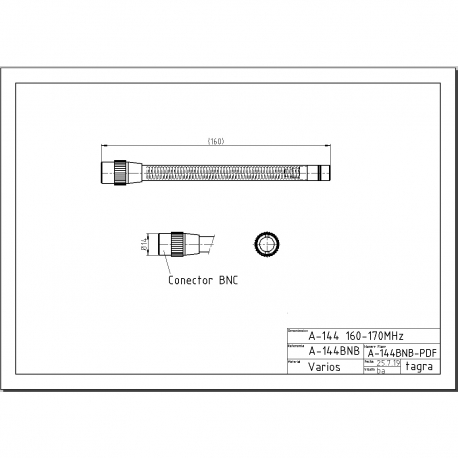 A-144BNB - ANTENA OMNI MOVIL BNC VHF 160⁠-⁠170 MHz - 