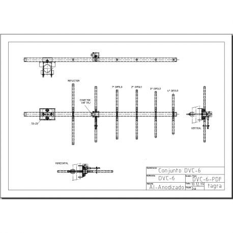DVC-6CN - ANTENA YAGI 6 ELEMENTOS VHF NH 160⁠-⁠174 MHz - 