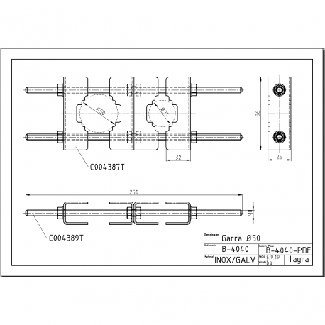 B-4040 - ABRAZADERA DE ACERO INOX/GALV MÁSTIL 35⁠-⁠50 MM - 