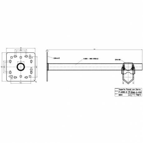 P-6080-G - WALL AND FLOOR SUPPORT WITH CLAMP - 