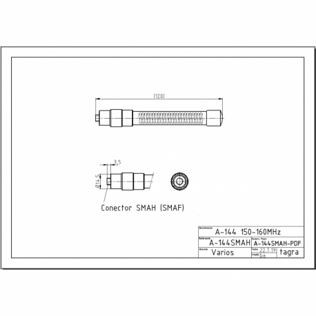 A-121SMAH - ANTENA OMNI MOVIL SMA HEMBRA VHF 136⁠-⁠174 MHz - 