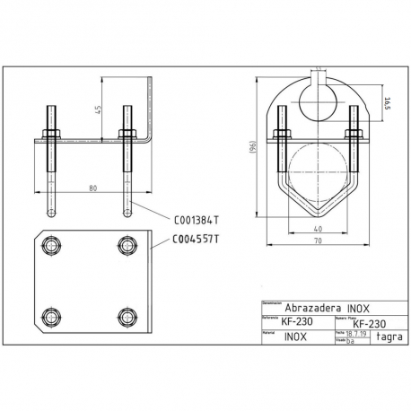 KF-230 - SUPPORT ACIER INOX POUR MÂT - 