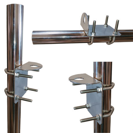 KF-230 - SUPPORT ACIER INOX POUR MÂT - Montage vertical et horizontal