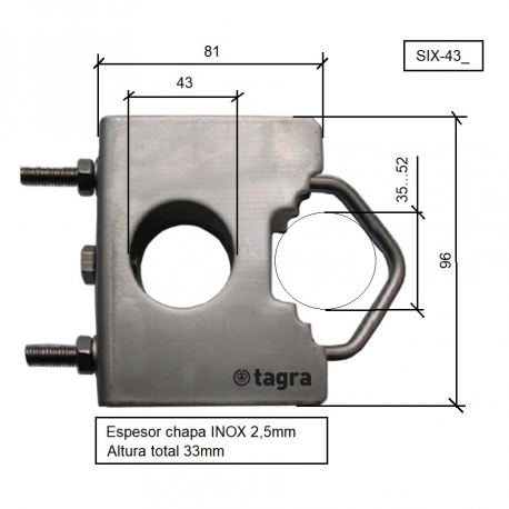 SIX-433 - STAINLESS STEEL SUPPORT FOR MAST 43 MM (x3) - 