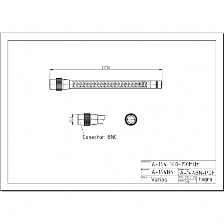 A-144BN AC - ANTENA OMNI MOVIL BNC ACODADO VHF 140⁠-⁠150 MHz - 
