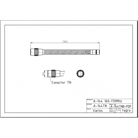 A-144TNB AC - ANTENNE OMNI MOBILE TNC ÉLEVÉ VHF 160⁠-⁠170 MHz - 
