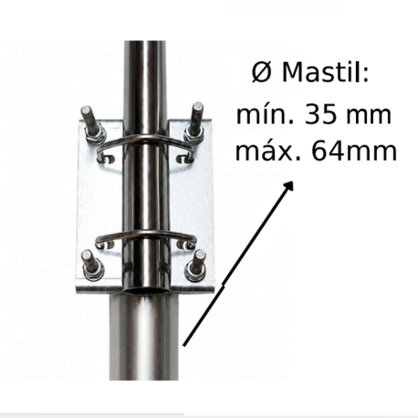 SVH-64-V58 - GARRA SUJECCIÓN VERTICAL⁠-⁠HORIZONTAL PARA MÁSTILES ∅ 35⁠-⁠64 MM - 